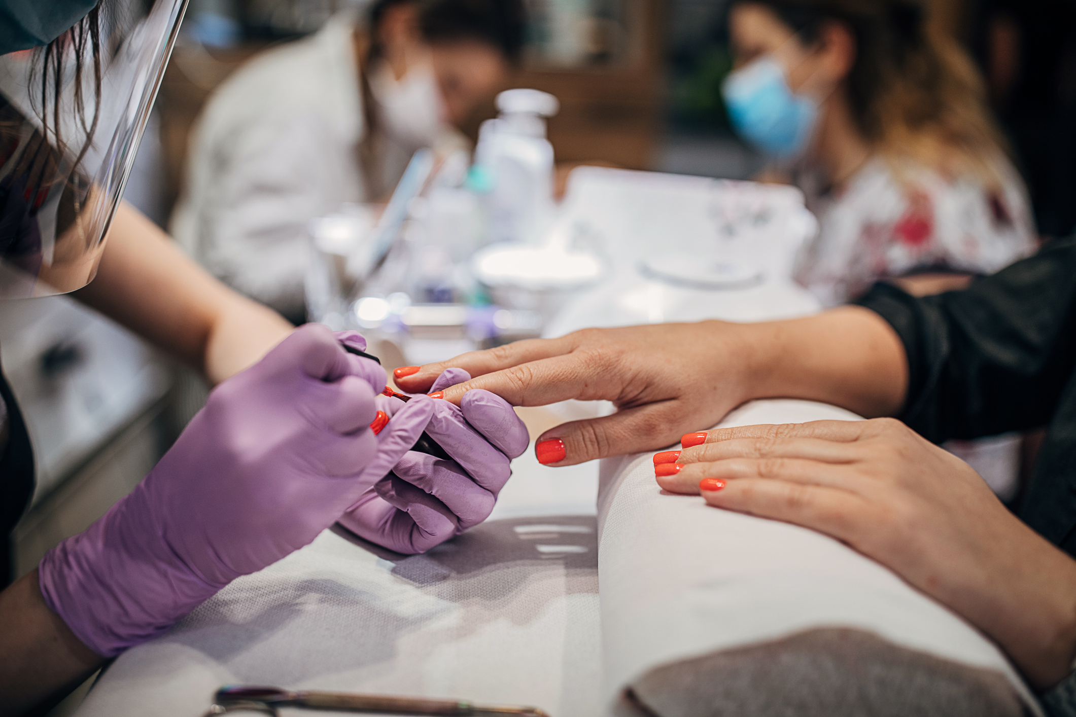 Close up of manicure treatment in beauty salon